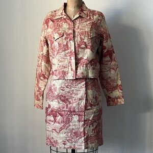 Rare Vintage Equestrian Grand Prix de Paris Toile 2pc Skirt Set